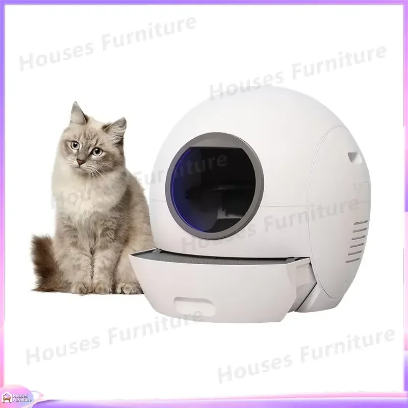 Large Fully Enclosed Square Cat Litter Box Splash Proof Automatic Self Cleaning Smart Plastic 65L Drawer Style Cat Toilet