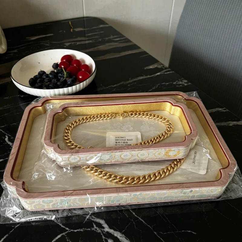 

Islamic Gold Trim Brocade Velvet Tray, Ramadan Gift Viewing Plate for Jade Bracelet & Pendant, Store Counter Stand