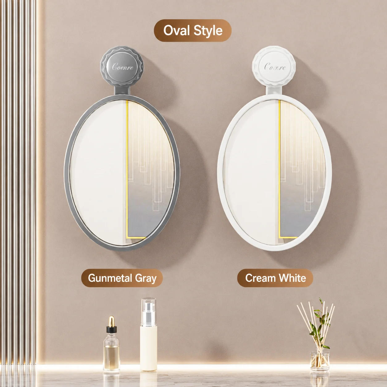 Plastic Makeup Mirror Waterproof Bathroom Vanity Mirror Waterproof Makeup Mirror Removable For Smooth Walls Toilet Bathroom