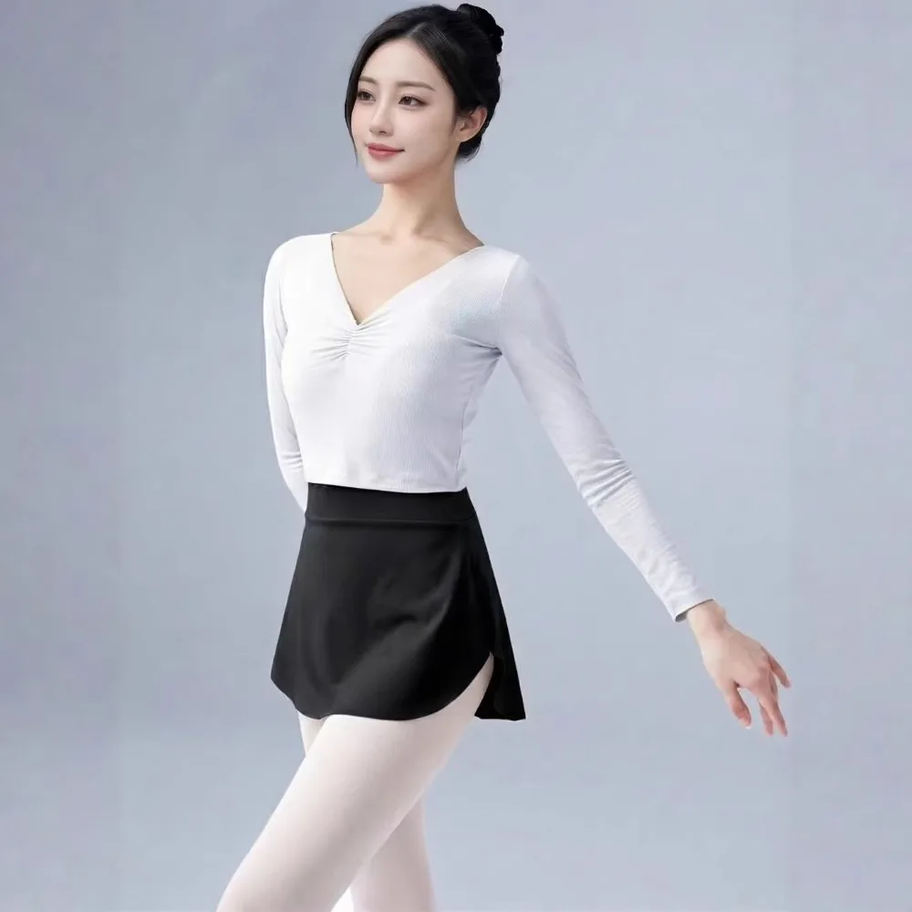Flowy Elastic Waist Ballet Training Skirt Polyester All Match Yoga Skirt Short Umbrella Skirt Shape Training
