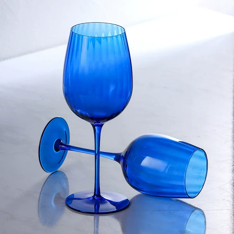 1/6pcs Luxury Vintage Blue Crystal Glass Highball Cup Floral Lace Martini Cocktail Wine Goblet Goblets for Home Use