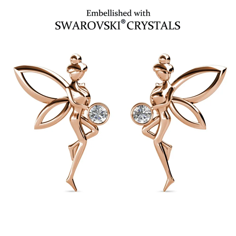 Daisini Women's Fairy-Shaped Stud Earrings with Swarovski Crystals Enchanting Figure Sparkling Fashion Ear Jewelry Gift for Her