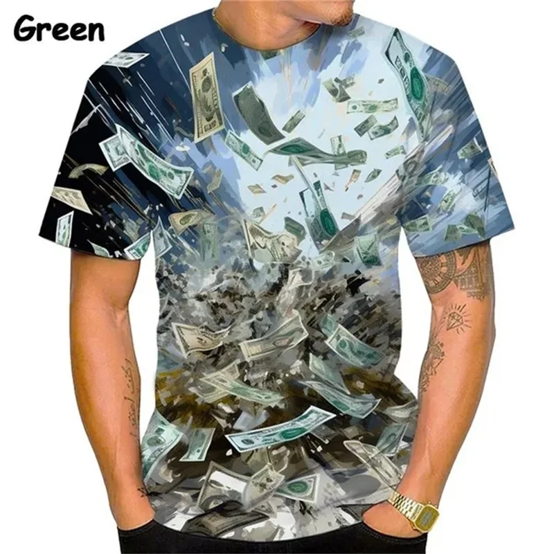 3d Printed Dollar Graphic Tshirts For Men Short Sleeve Casual Tee Top Streetwear Mens Round Neck Oversized Tshirt Camisetas Feas