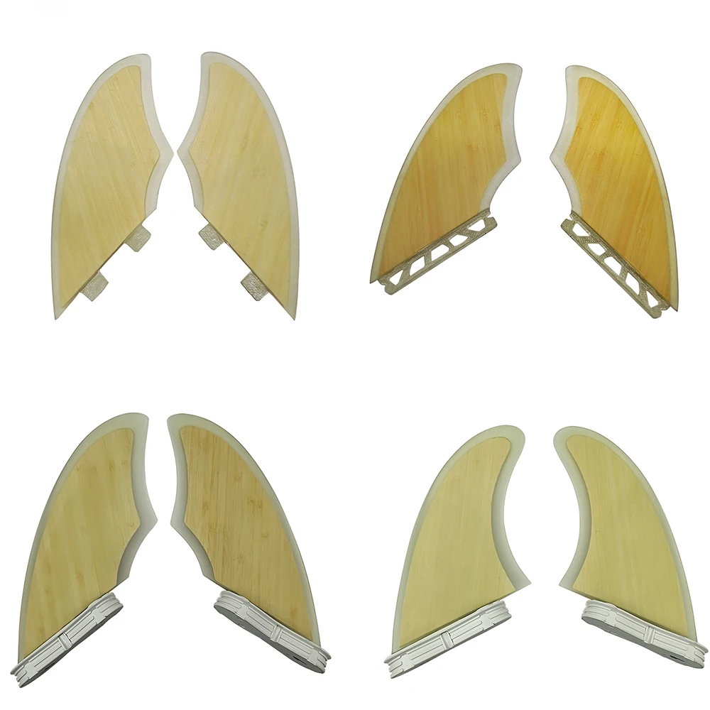 Surf Fins Keel Double Tabs, Bamboo Skin, Fiberglass Honeycomb, Twin Fins Set, Sell in Surfing, KEEL, 2 Pcs per Set