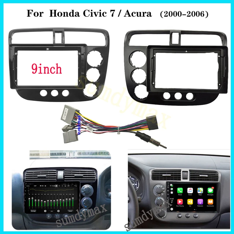car panel Trim Dashboard Panel Kit  For HONDA Civic Rebon 2001-2005 9inch Android Radio Dashboard Kit Face Plate Fascia Frame
