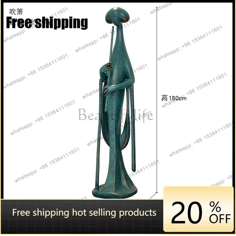 LJY  Welcome Sculpture Hotel Lobby Abstract Figure Decoration Floor Ornament Musical Instrument Crafts