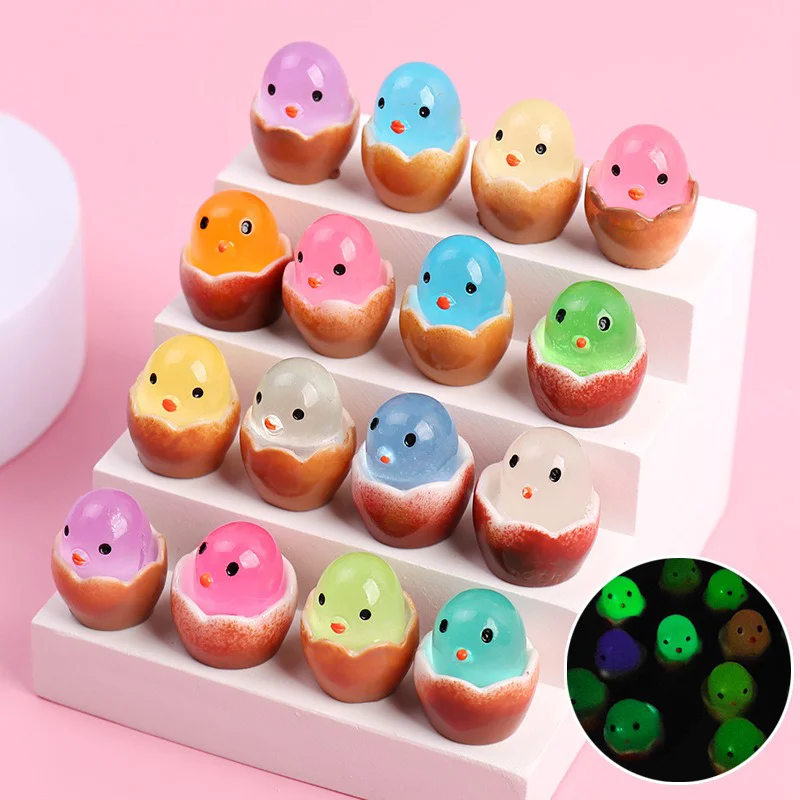 Luminous Eggs Resin Miniatures Birth Egg Glow At Night Fairy Garden DIY Accessories Mini Figurines Desk Decoration Resin Toys