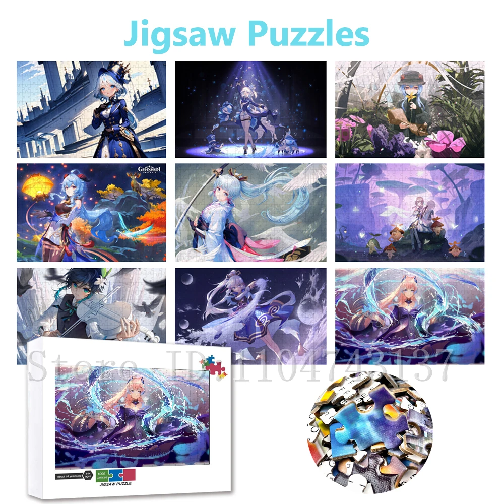 

108/300/500/1000 Pieces Genshin Impact Jigsaw Puzzles Anime Game Characters Wooden Puzzles for Adults Stress Relief Toys