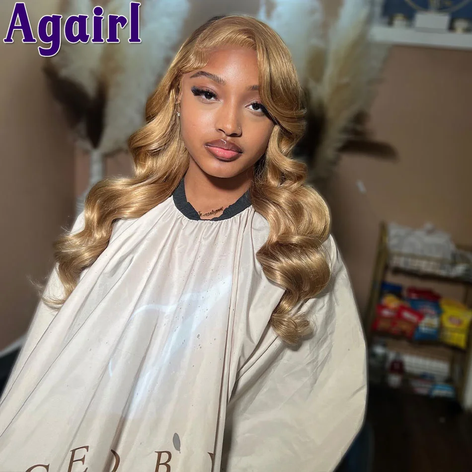 

Honey Blonde #27 Lace Front Wigs Human Hair 13x6 13×4 Lace Frontal Body Wave Wig 200% PrePlucked 5X5 Lace Closure Wigs For Women