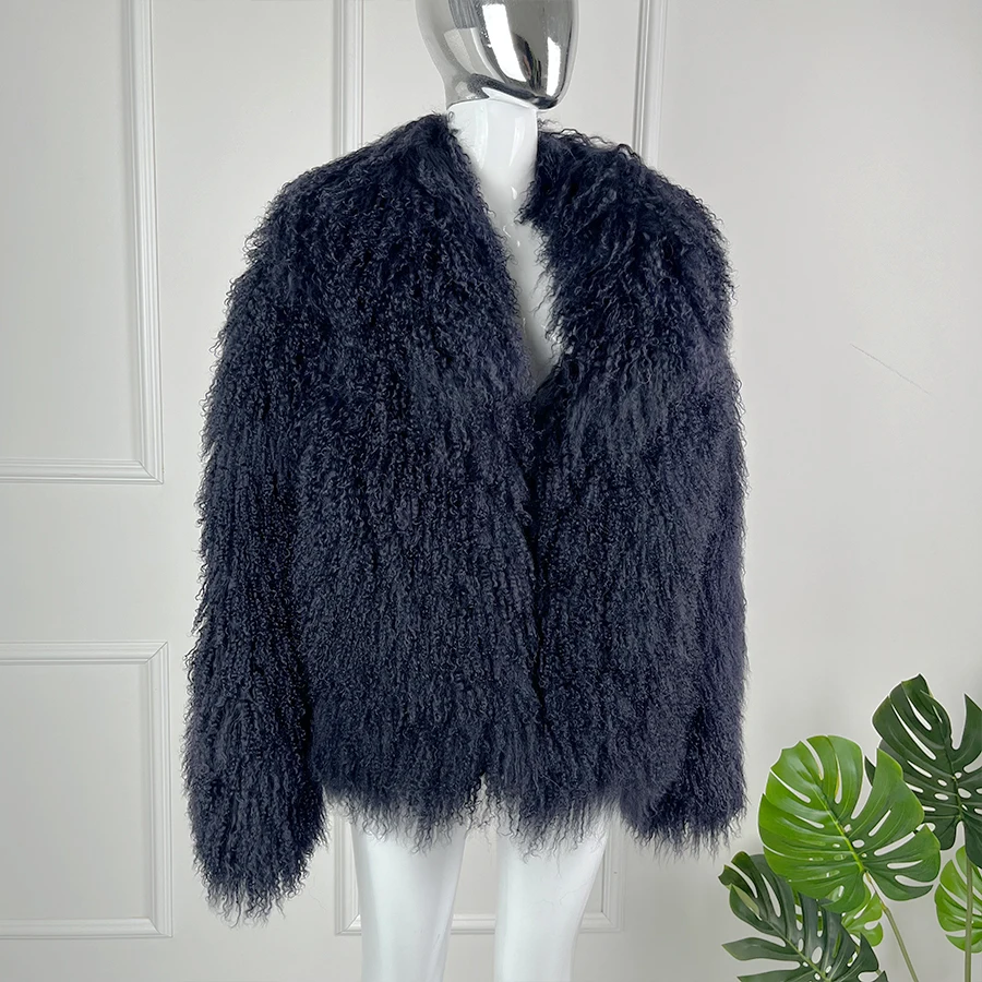 Real Lamb Fur Coat Women Sheepskin Coats Real Fur Short Jacket Tibetan Lamb Fur Coat Genuine Sheep Fur Coat Mongolian Fur Coat