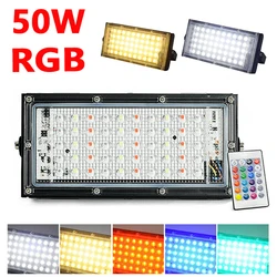 LED Flood Light 50W AC220V Outdoor Floodlight White Warm White RGB Outdoor Spotlight Waterproof Street Lamp Garden Lighting