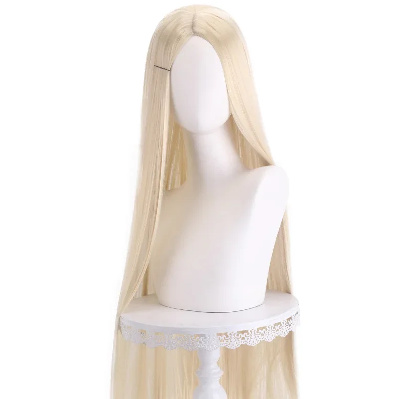 Long Straight Cosplay Wig 100cm Centre Parting Central Split Blond Pink Purple Heat Resistant Synthetic Hair Wigs Free Wig Cap