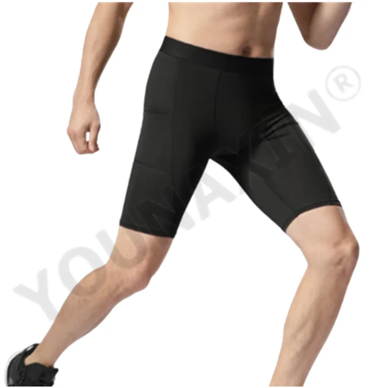 Men Leggings Base Layer Skinny Sports Shorts Gym Fitness Training Running Bottom Pants Tights Basketball Undershorts With Pocket