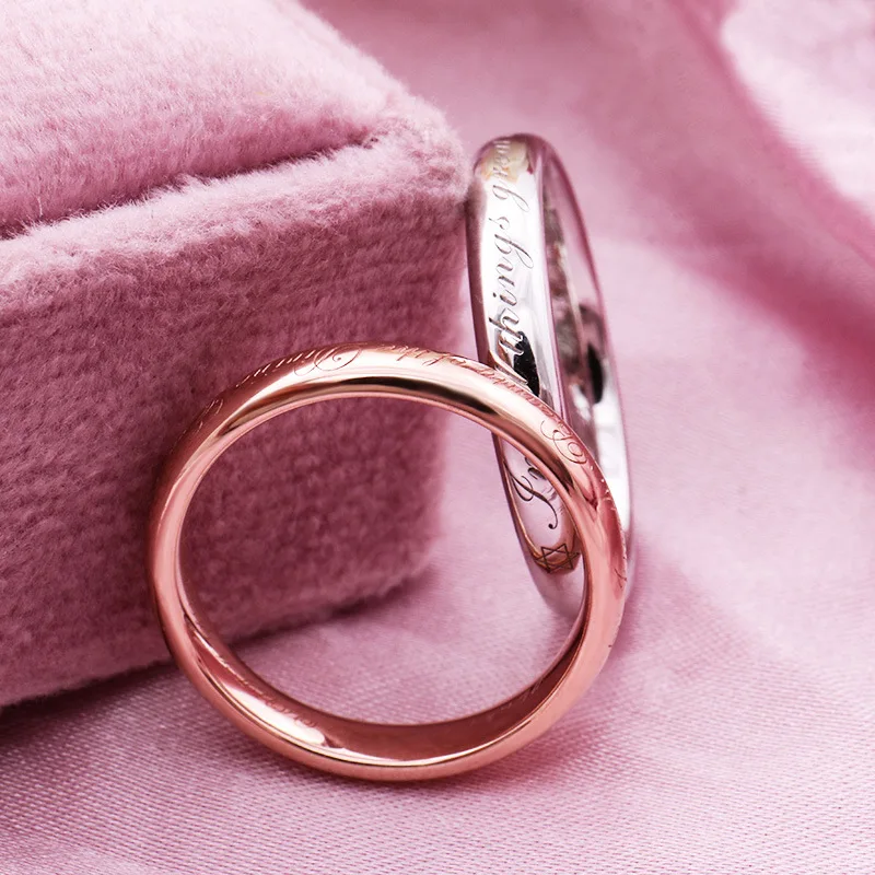 925 Sterling Silver Couple's Ring, Vegetarian Circle, Personalized English Lines, Tail Ring, niche Design Ring, Index Finger, Halloween Gift, Daily Street Fashion, Cool Valentine's Day Gift, Is a Gift for Festivals/Birthdays/Parties
