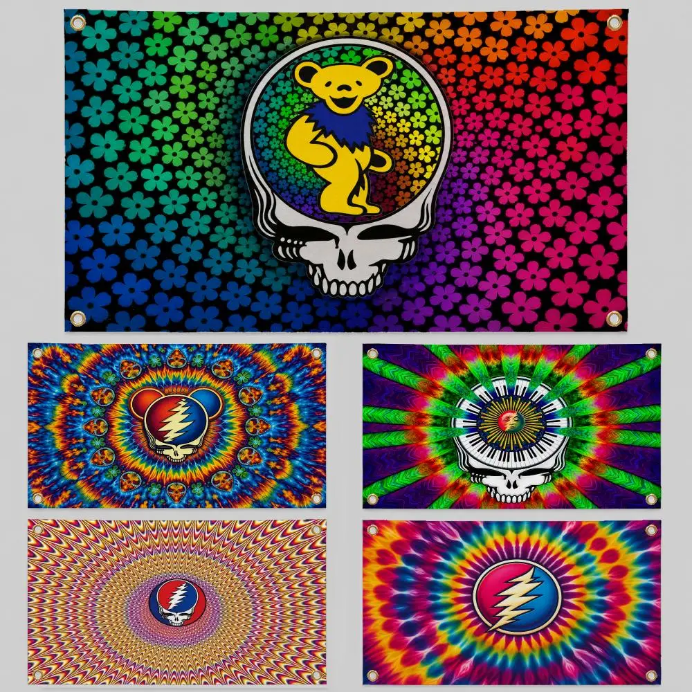 Band Grateful Dead Deadheads Jam Band Flags Wall Hanging Background Flag Wall Decor Banners for Outdoor Bedroom Dorm Room Decor
