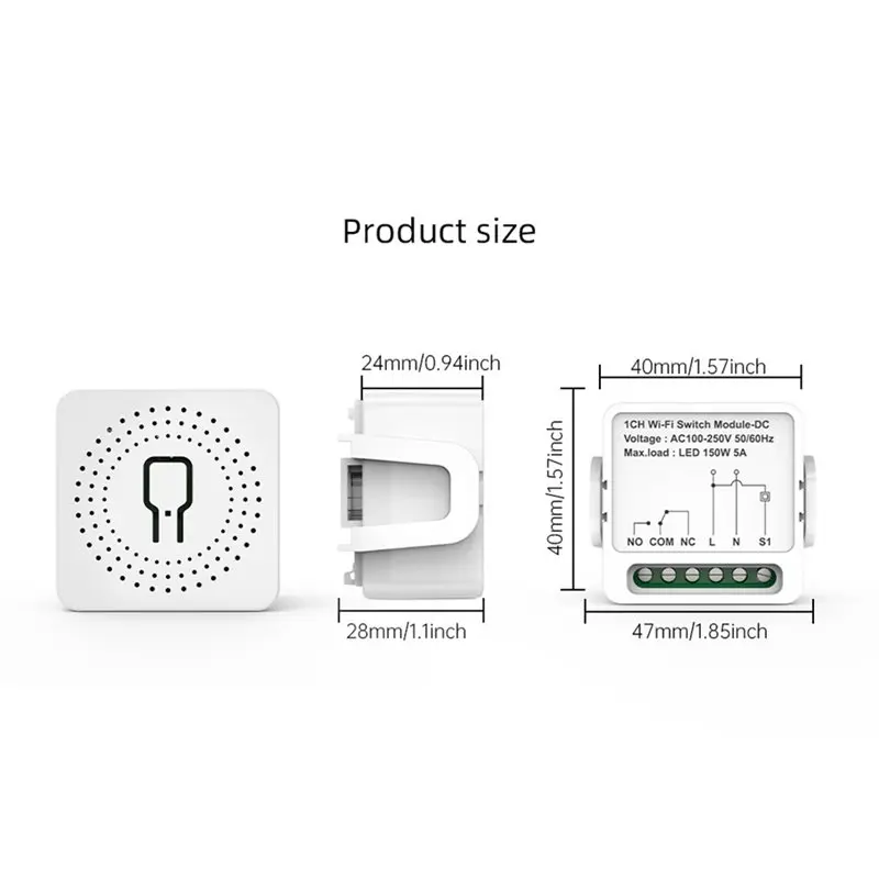 IALJ-Tuya Smart Life App Controlled 1CH Dry Contact Wifi Relay Switch Module AC 100-240V