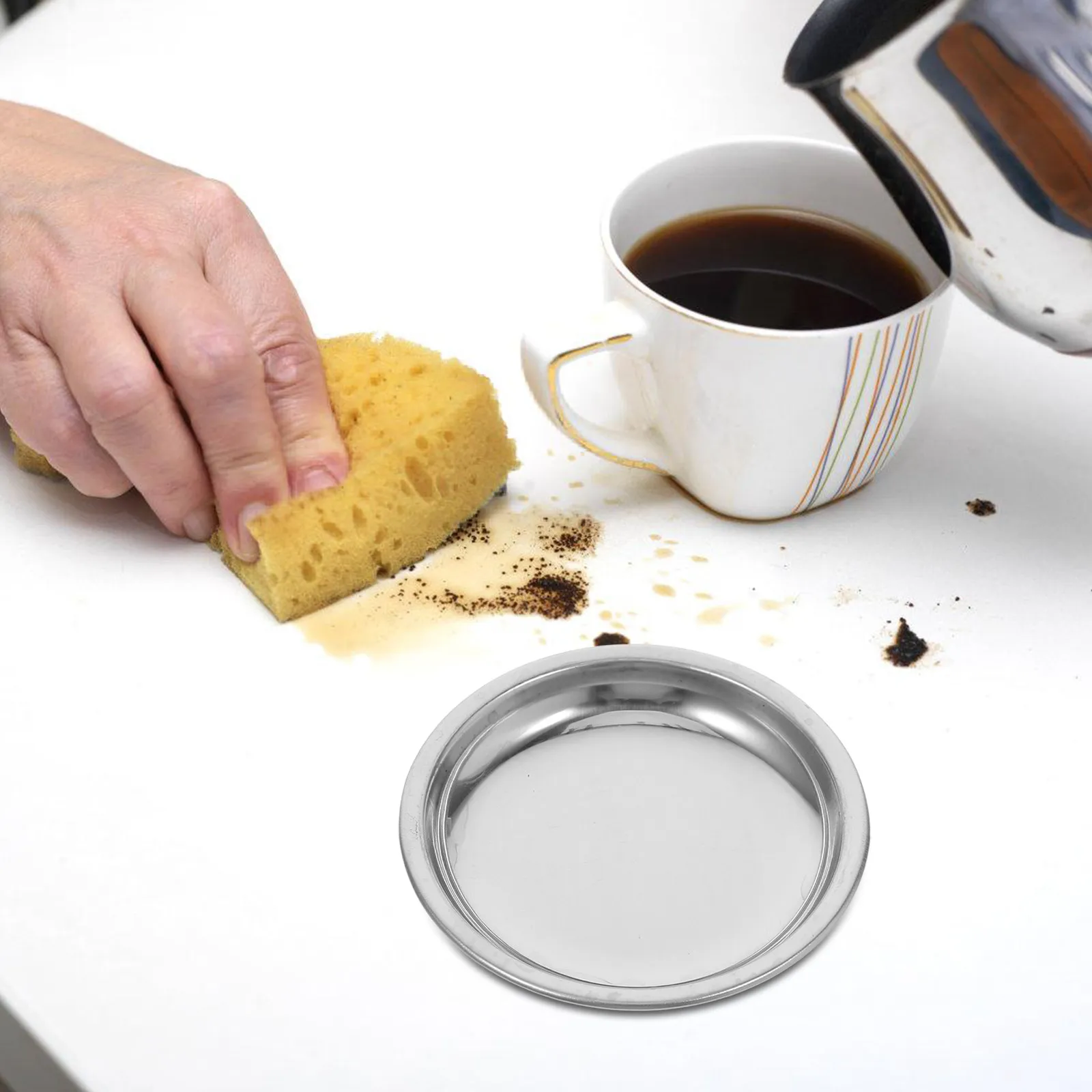 6Pcs Stainless Steel Tea Bag Saucer Drip Plate for Loose Leaf Tea Strainer Reusable Round Metal Coaster Dish Accessory
