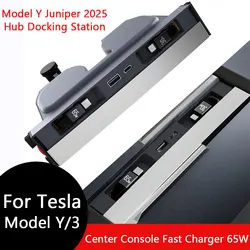USB Hub Charger For Tesla Model Y Juniper 2025-2026 & Model 3 Highland 2024-2026 Center Console Docking Station Accessories