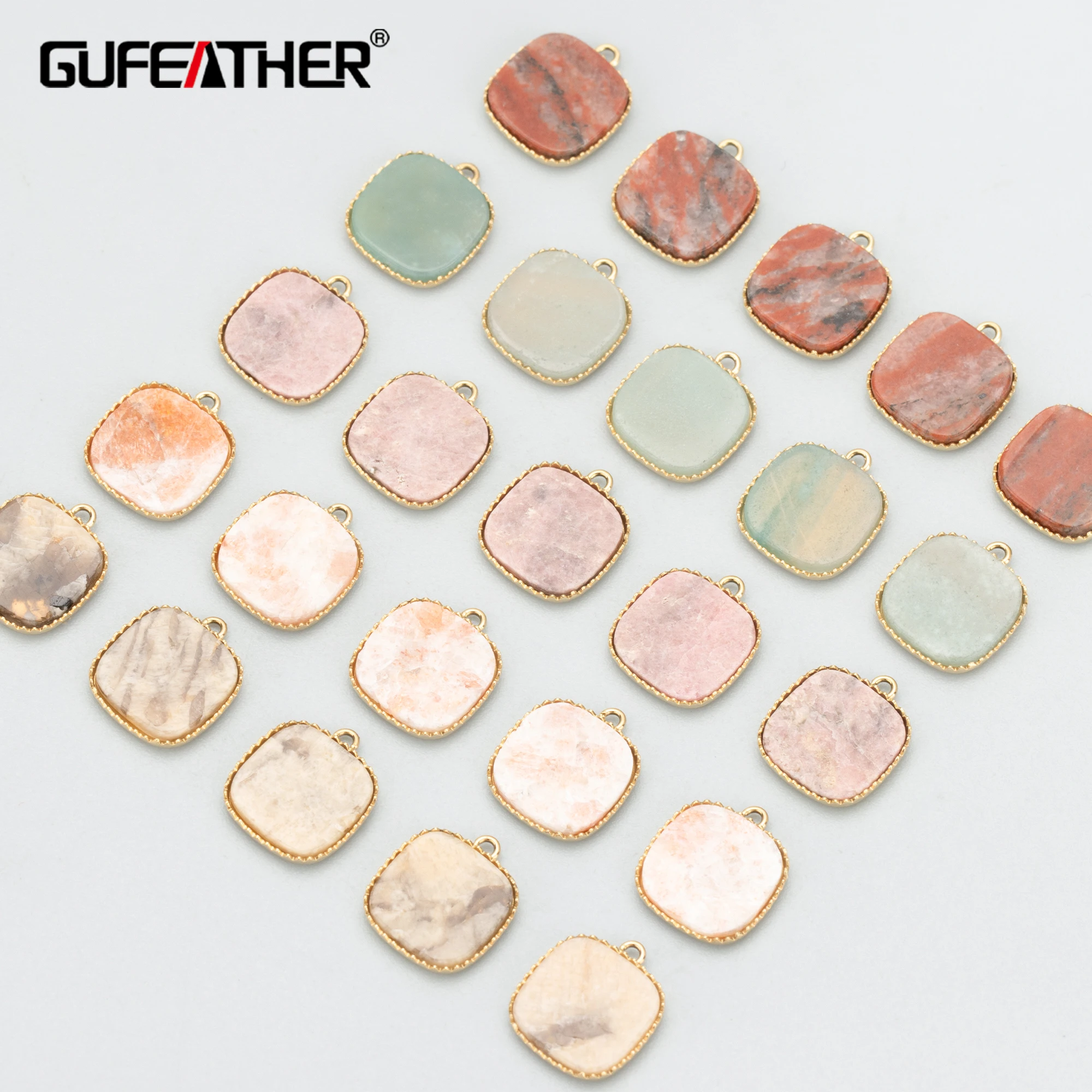 GUFEATHER-Accesorios de joyería MC27, acero inoxidable 316L, sin níquel, piedra natural, dijes, fabricación de joyas, colgantes diy, 2 uds./lote