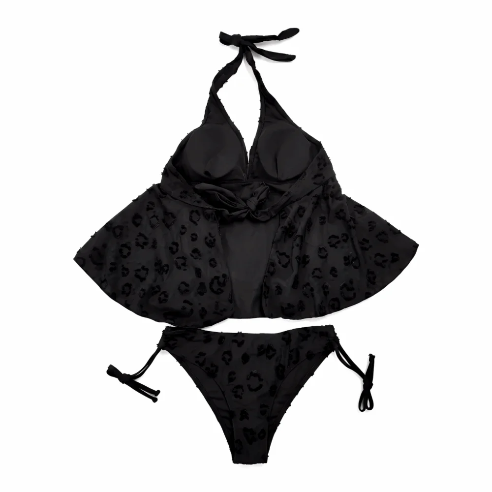 Casual Halter Neck Sling Two Pieces Bikini Suit V-Neck Slim Fit Hanging Neck Swimwear Set Y2k Summer Bowknot Swimsuit Ladies