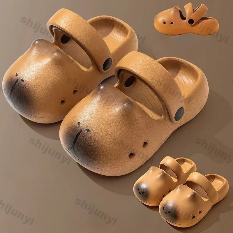 

Capibara Slippers for Children Summer Cartoon Design Soft Sole Indoor Home Shoes Boys' Outdoor Non-slip Beach Shoes Baby Sandals