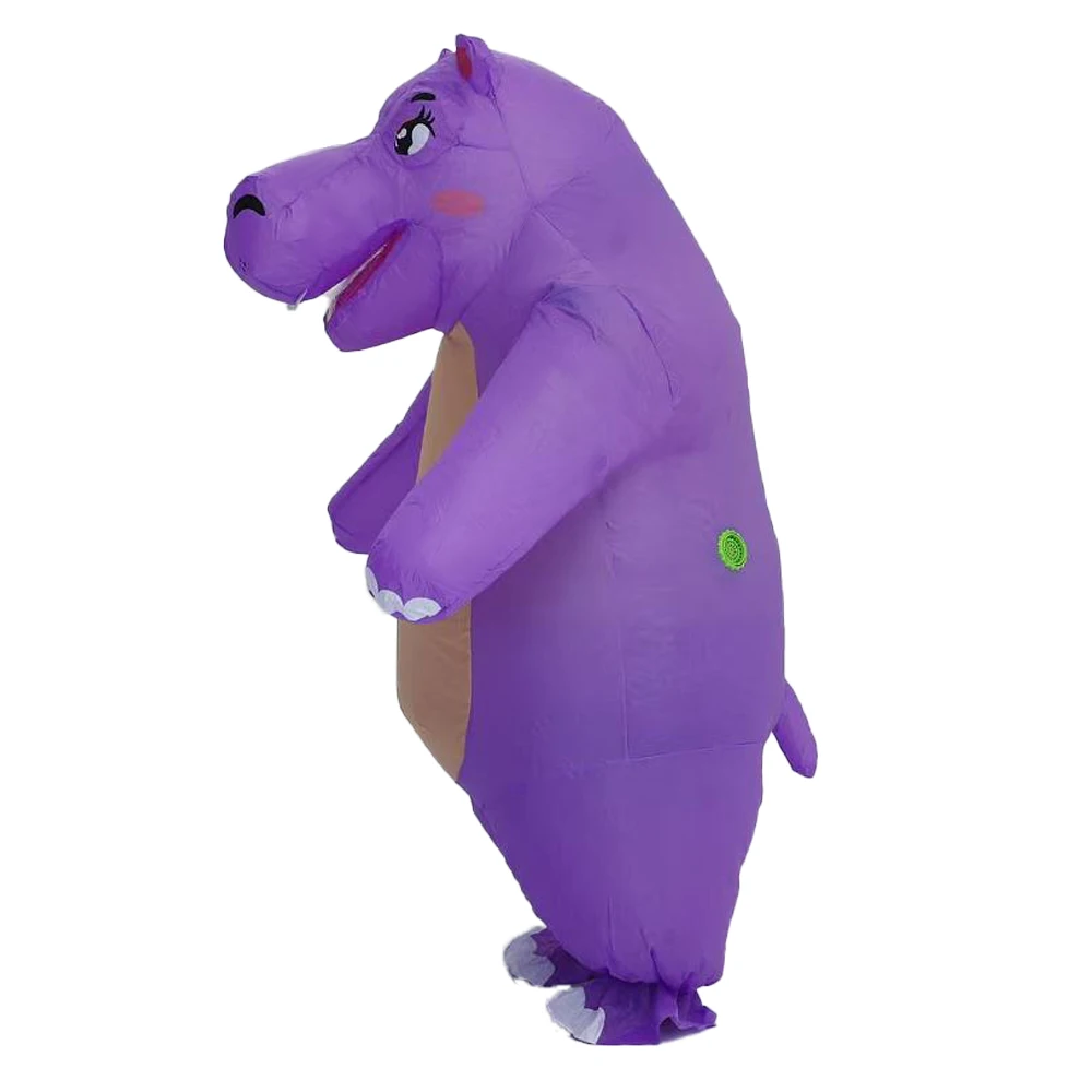 Inflatable Hippo เครื่องแต่งกายน่ารักการ์ตูน Air Blown Hippopotamus COSPLAY Mascot สําหรับงานปาร์ตี้กลางแจ้งโฆษณา