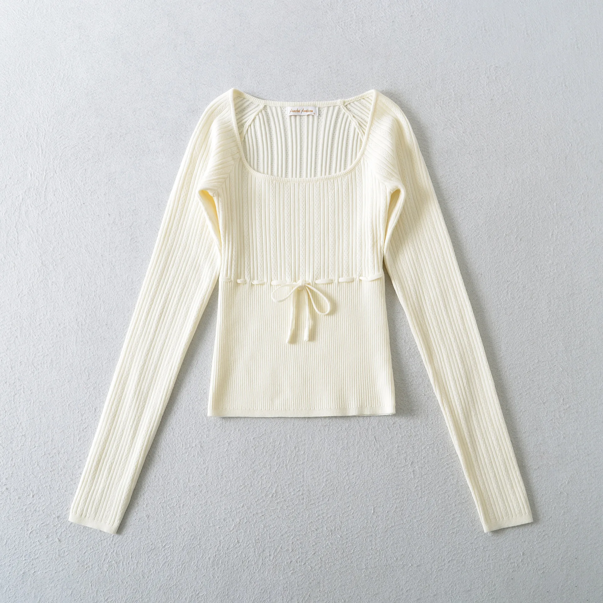 

Корейский облегающий вязаный свитер с квадратным вырезом и ажурным жаккардовым узором Pure Desire, с длинными рукавами, очаровательный, DSGG