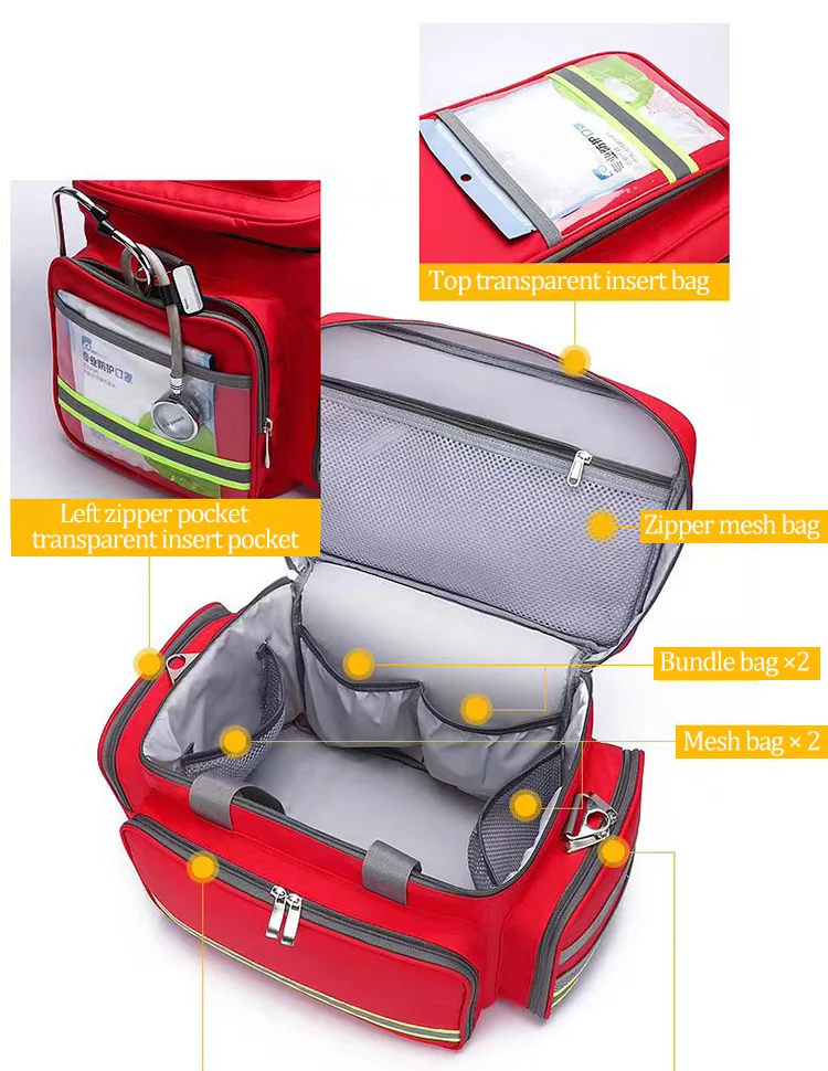 Waterproof Reflective First Aid Bag – Large Capacity Outdoor Emergency Rescue Medical Backpack with Multi-Pocket Design