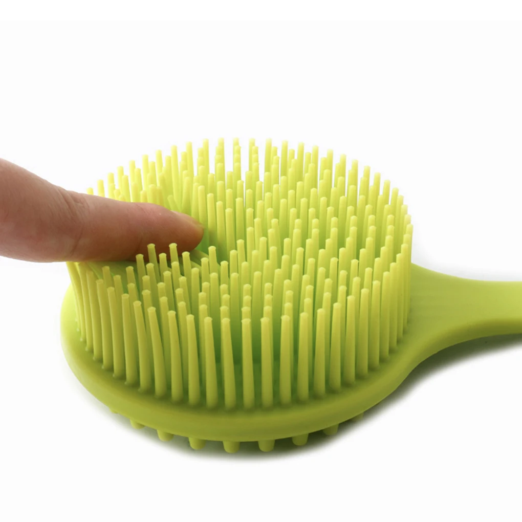 Brosse de massage de bain double face en gel de pton, manche long flexible, épurateur de douche pour le dos et le corps