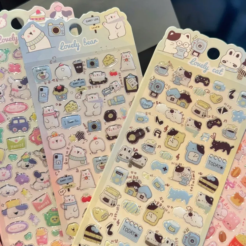 Ins Bonbon Drop ملصقات لطيف كريستال ثلاثية الأبعاد الإغاثة ملصق مائي لحقيبة الهاتف دفتر السنة الجديدة  bons bons bons à 걸 걸 걸 걸šulg