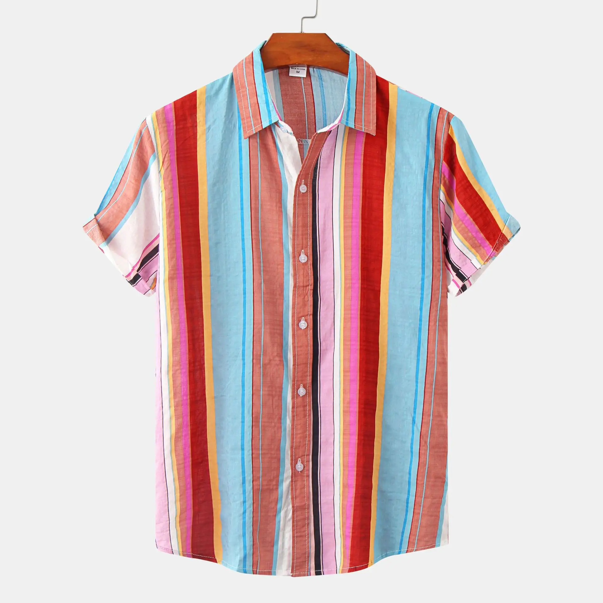 

2025 Summer Mens Hawaiian Shirt Floral Print Short Sleeve Tropical Beach Vacation Button Down Casual Lightweight Rayon Shirt