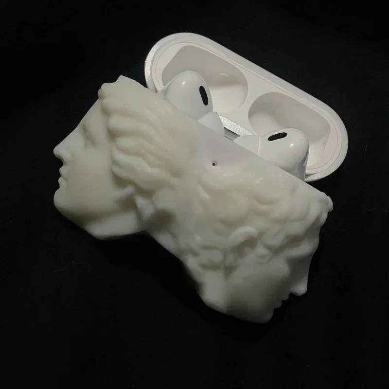 Airpods Pro1/2 Case cover Original Design White Art Figure Headphone Case Protective Case 3D Printed Resin Headphone Accessories