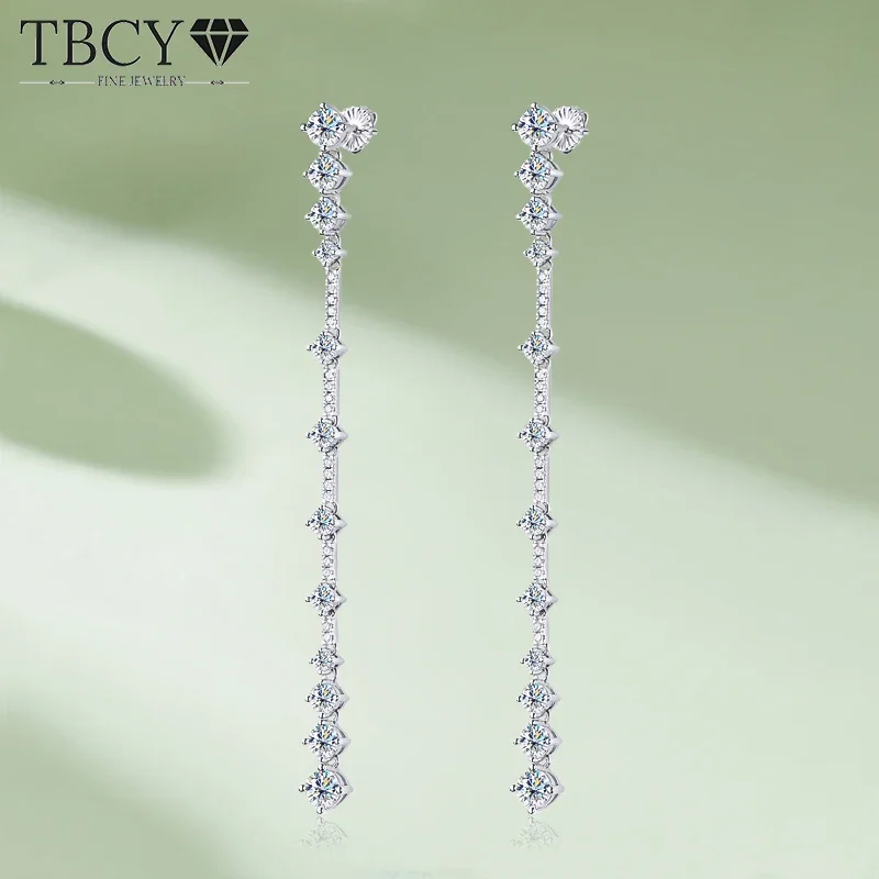 TBCYD 4.93cttw D Color Moissanite Earrings For Women S925 Silver Long Tassel Drop Earrings Hanging Pendientes Party Fine Jewelry