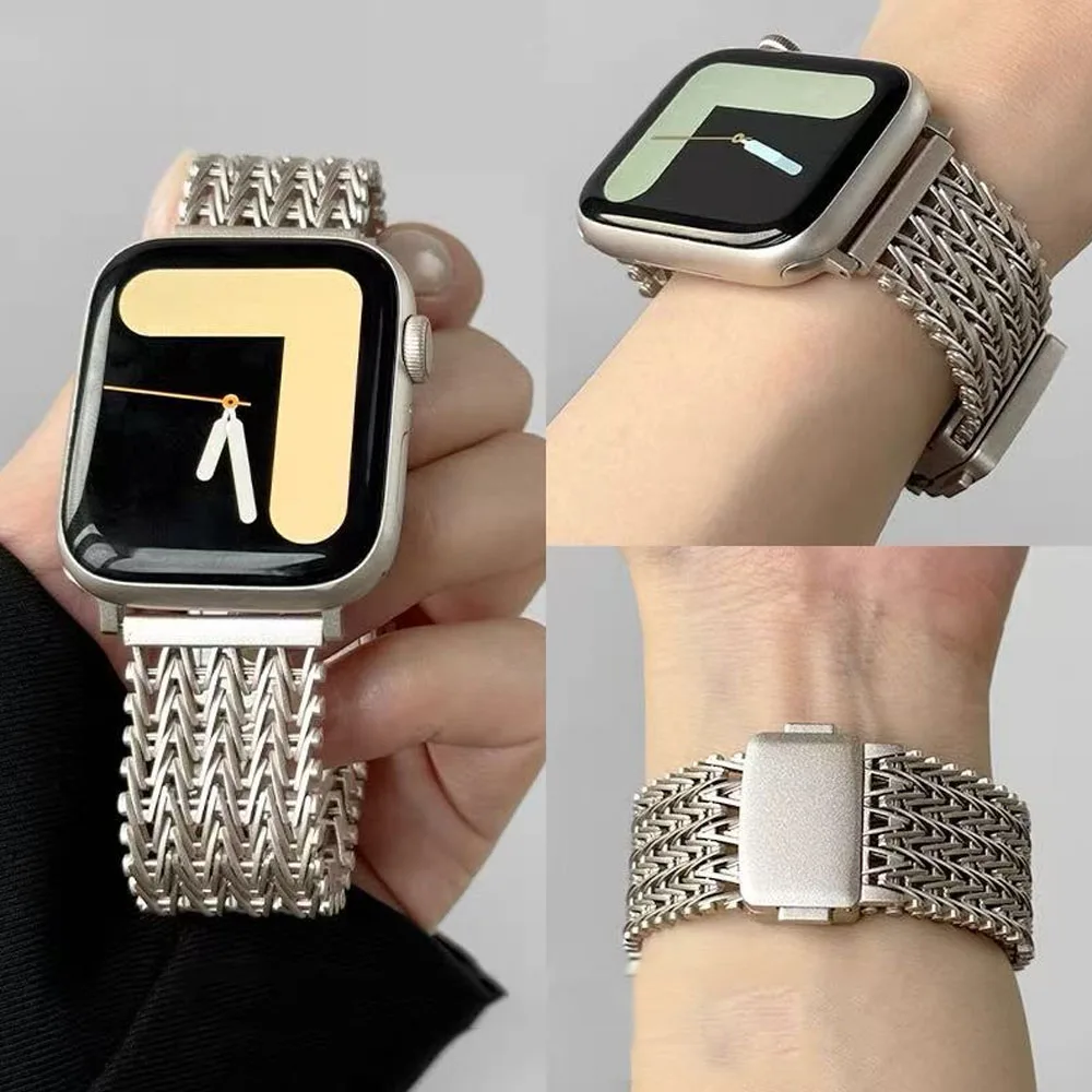 Magnetisches Edelstahlarmband für Apple Watch Band Ultra 4 3 2 49mm 46mm 45 44 42 38 41 40 Metallarmband IWatch 12 11 10 9 8 7
