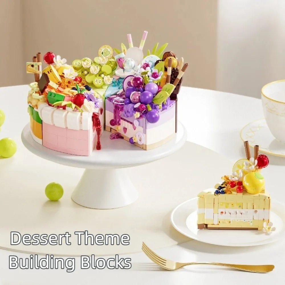 New Dessert Pattern Building Blocks Plastic Educational Toy Building Brick Toy Sweet Cake Model Desktop Ornament Holiday Gifts