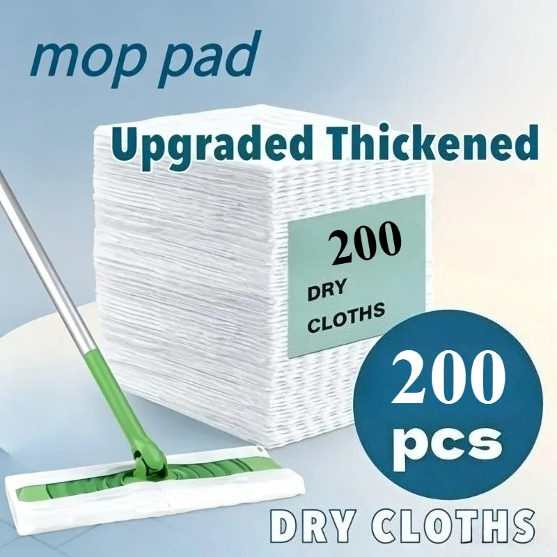 200 Large Pack Static Dust-Removing Dry Mop Replacement Pads,Non-Woven Disposable Dusting Cloths, Absorb Hair, Dust, and Debris