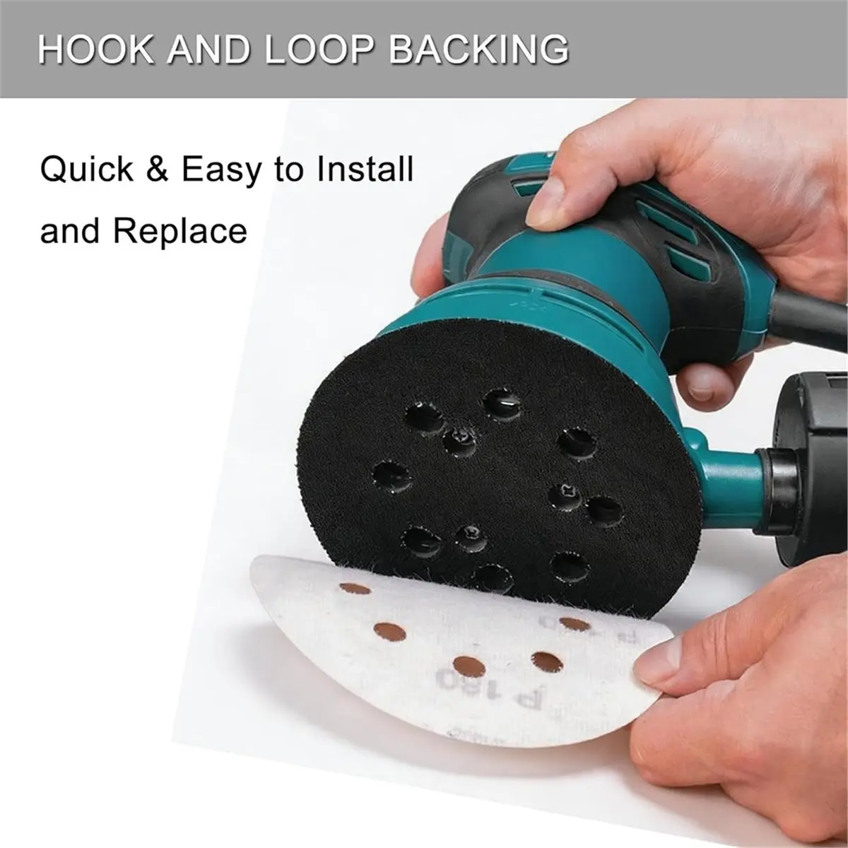 100Pcs 5 Inch Sanding Discs Hook & Loop 8-Hole Wet Dry Sandpaper Assortment for Wood Metal Automotive
