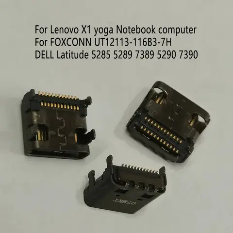 1-10 Uds nuevo conector de alimentación tipo C USB 3,1 24 pines tipo C enchufe de cargador doble 12 pines para DELL Latitude 5285 5289 7389 5290