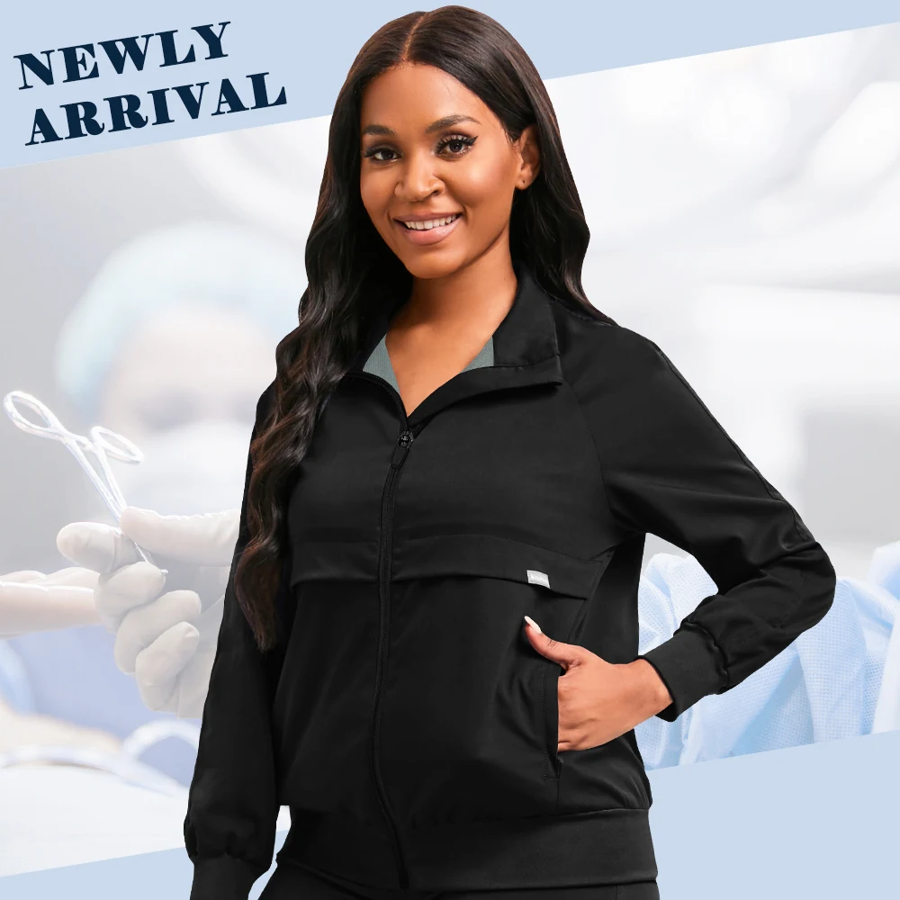 New Nurse Nursing Work Jacket Autumn Winter Warm Out Coat Women Men's Medical Sweatshirts Long-sleeved Scrubs Top Streetwear