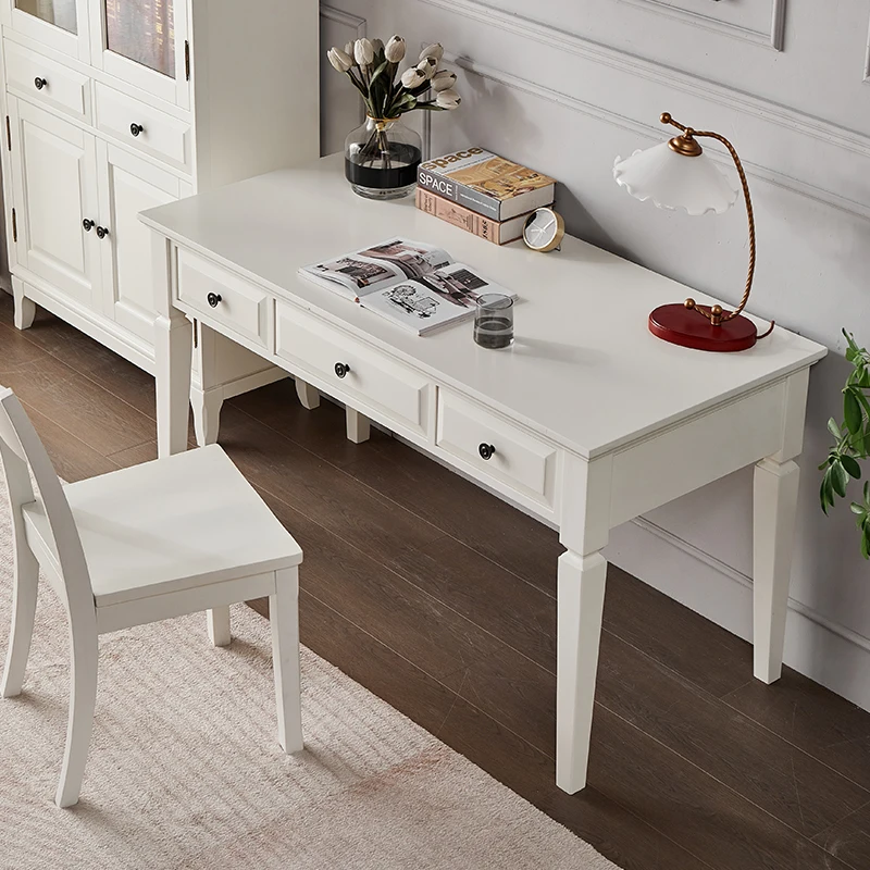 

All solid wood American desk household table study furniture set combination writing table white writing desk computer table