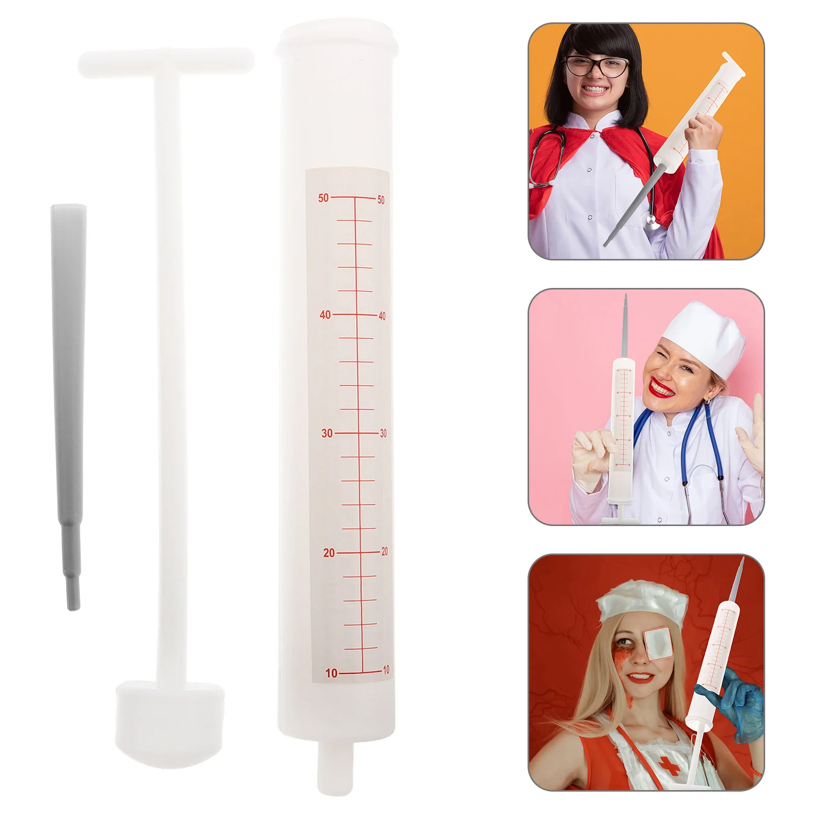 อุปกรณ์ประกอบฉากเข็มฉีดยาขนาดใหญ่ สำหรับคอสเพลย์แพทย์ พยาบาล งานปาร์ตี้ ฉีดยาปลอม สำหรับงานรับปริญญา งานเลี้ยง บาร์ อุปกรณ์แต่งกาย ของตกแต่ง