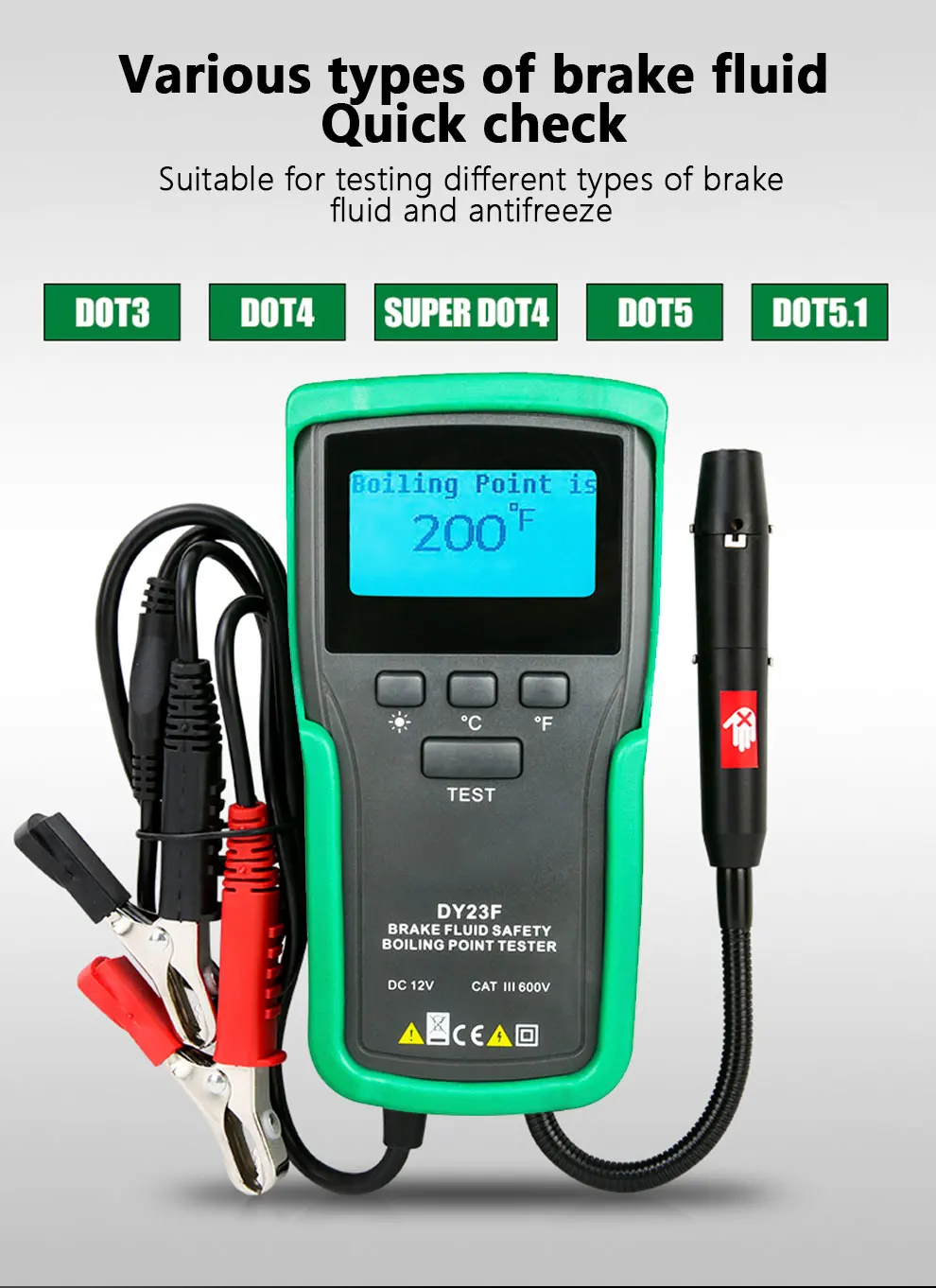 Measurement Range 212~608 Degree Fahrenheit Brake Fluid Boiling Point Engine Coolant Boiling Point Tester