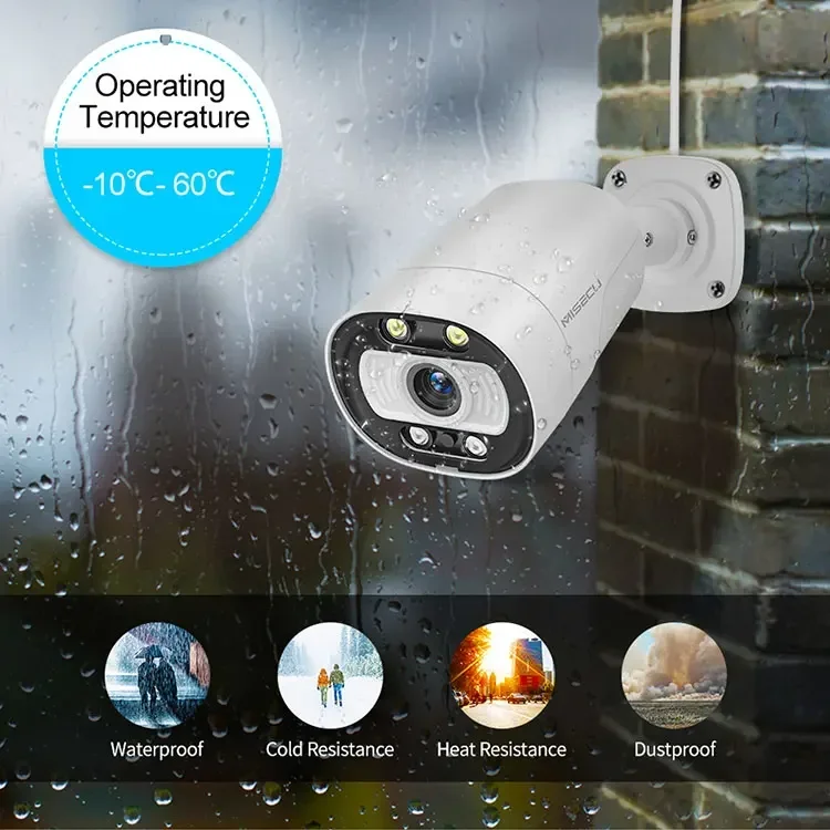 Telecamere di sicurezza intelligenti a cupola Poe da 8 MP Sistema di telecamere di sicurezza domestica per visione notturna a colori