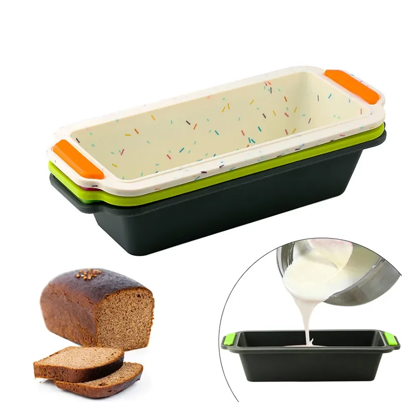 1 unidad Molde rectangular de silicona para pan tostado, molde para pasteles, bandeja para pasteles, molde cuadrado largo para pasteles, utensilios de repostería antiadherentes