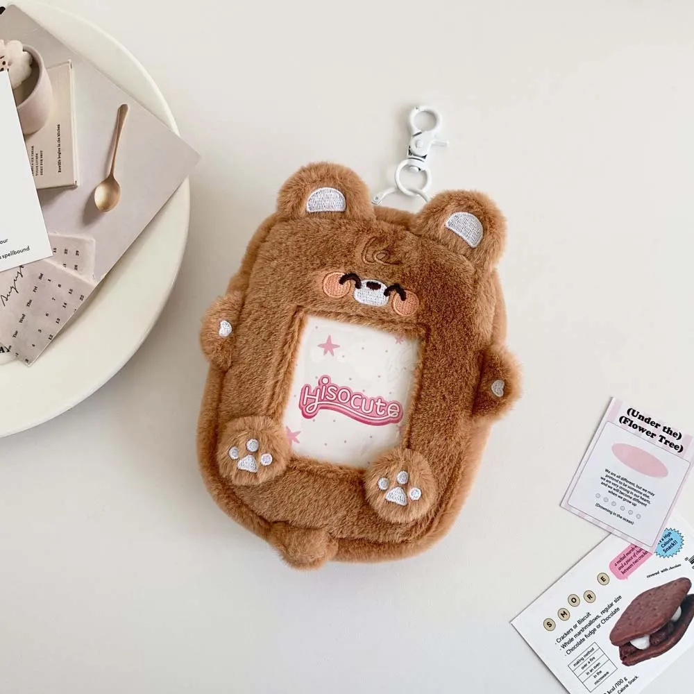 Hollow Photo Frame Cartoon Photocard Holder Soft Stuffed Dolls Card Sleeve Plush Purse Bag Frog Bear Plush Coin Purse Kids Gift