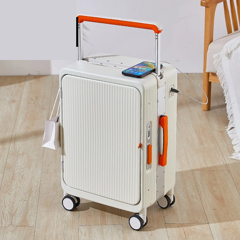 

Широкий чемодан на колесиках с алюминиевой рамой, многофункциональный чемодан, 20-дюймовый прочный и долговечный чемодан для ручной клади, дорожный чемодан 26 дюймов