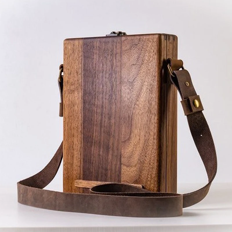 الرجعية الحنين خشبية الكاتب صندوق حقيبة المرأة في الهواء الطلق رسم أداة تخزين حقيبة ساعي مع غطاء تذكارية #4