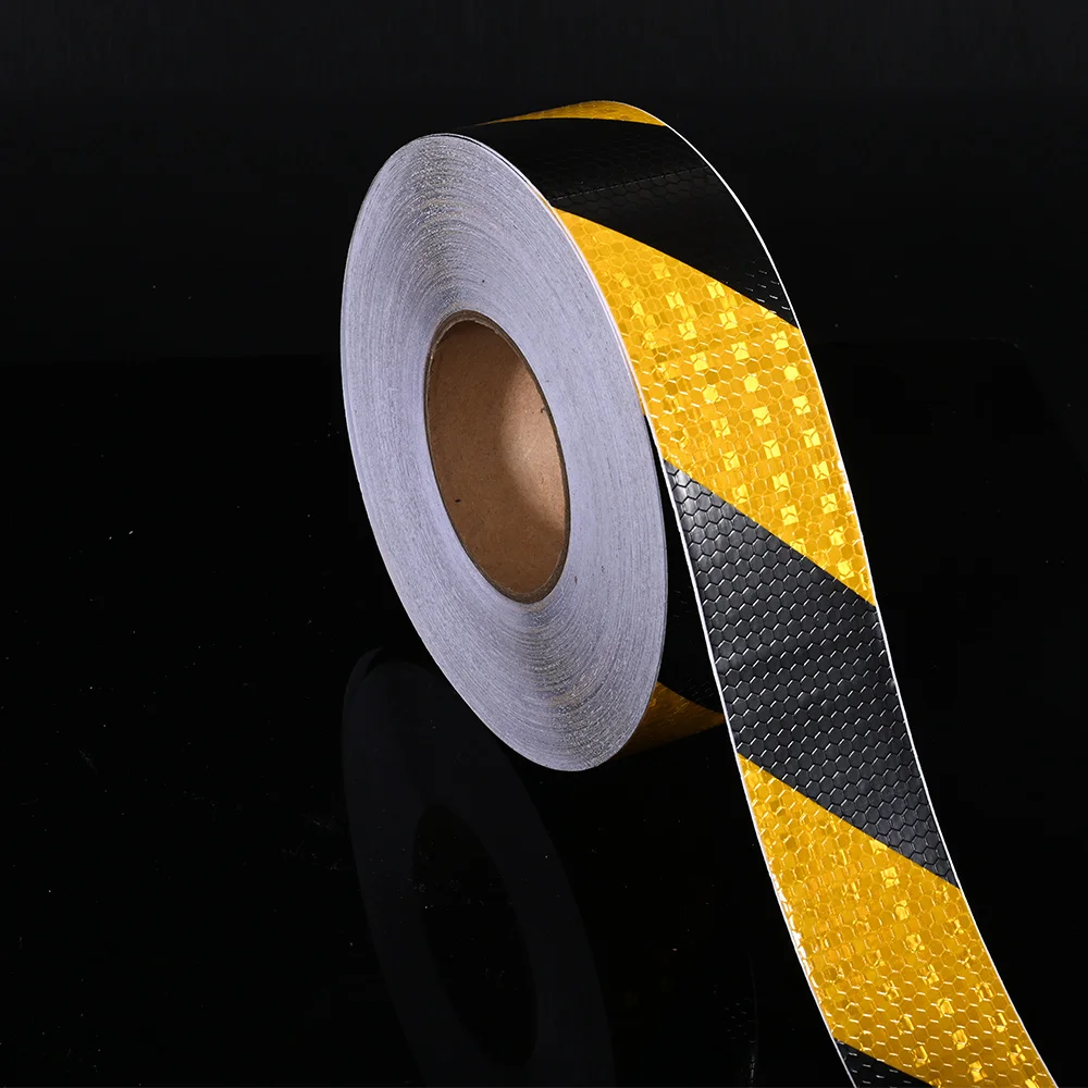 Yellow Black Twill Reflective Tape 5cm*25m Car-Styling Truck Vehicle Sticker Safety Self-Adhesive Waterproof High Reflector Film