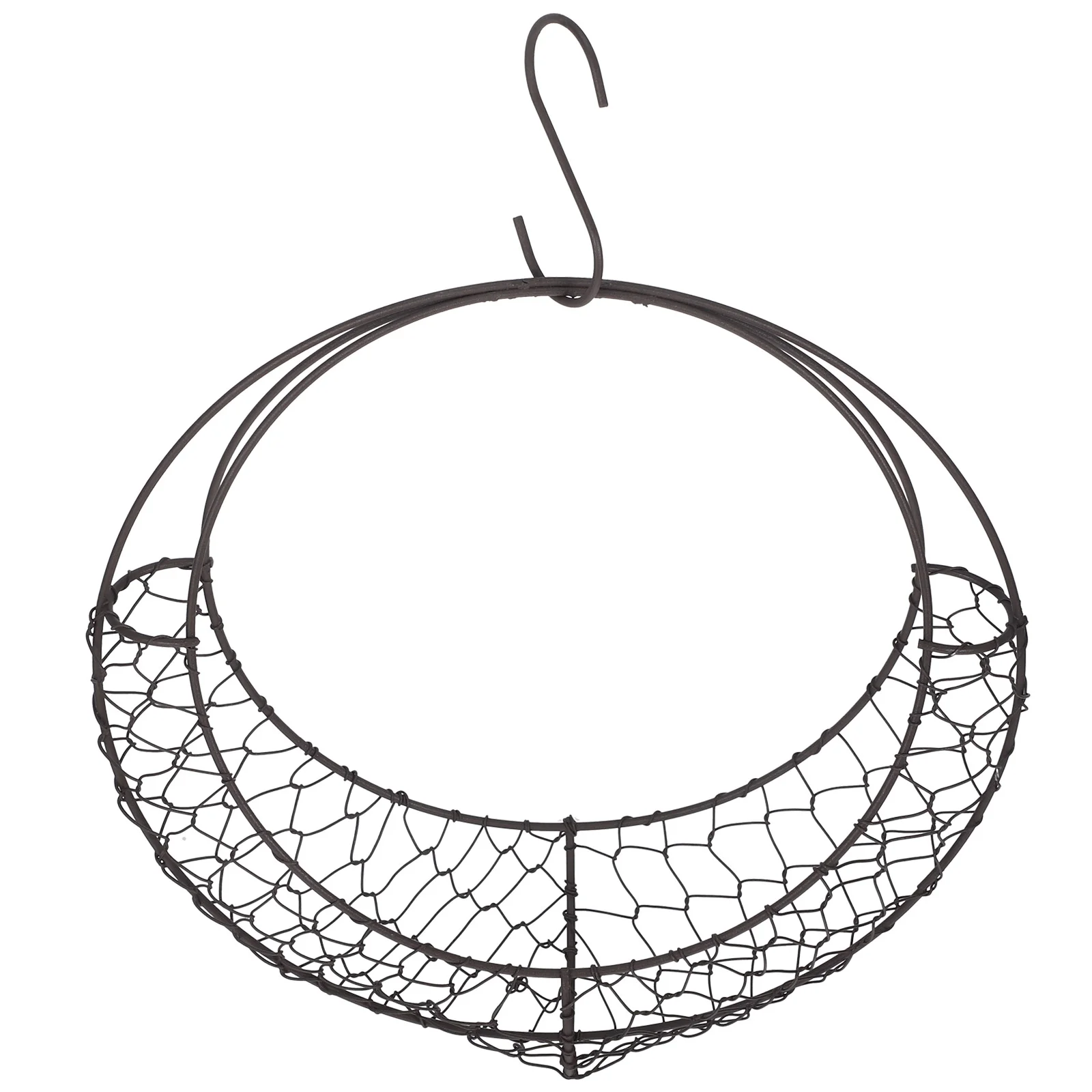 

Artificial Wreath Frame Succulent Pot Flower Stand Dried Metal Moon Shape Iron Wire Rustic Decor