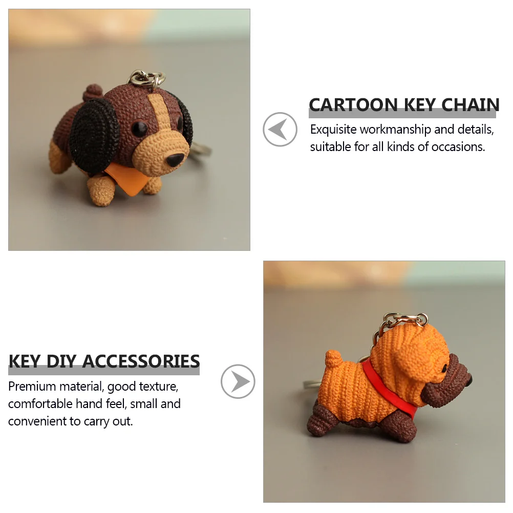 

4pcs Yarn Puppy Keychains Alloy Cartoon Hanging Pendants Small Size Dog Design Gifts Kids Key Accessories Portable
